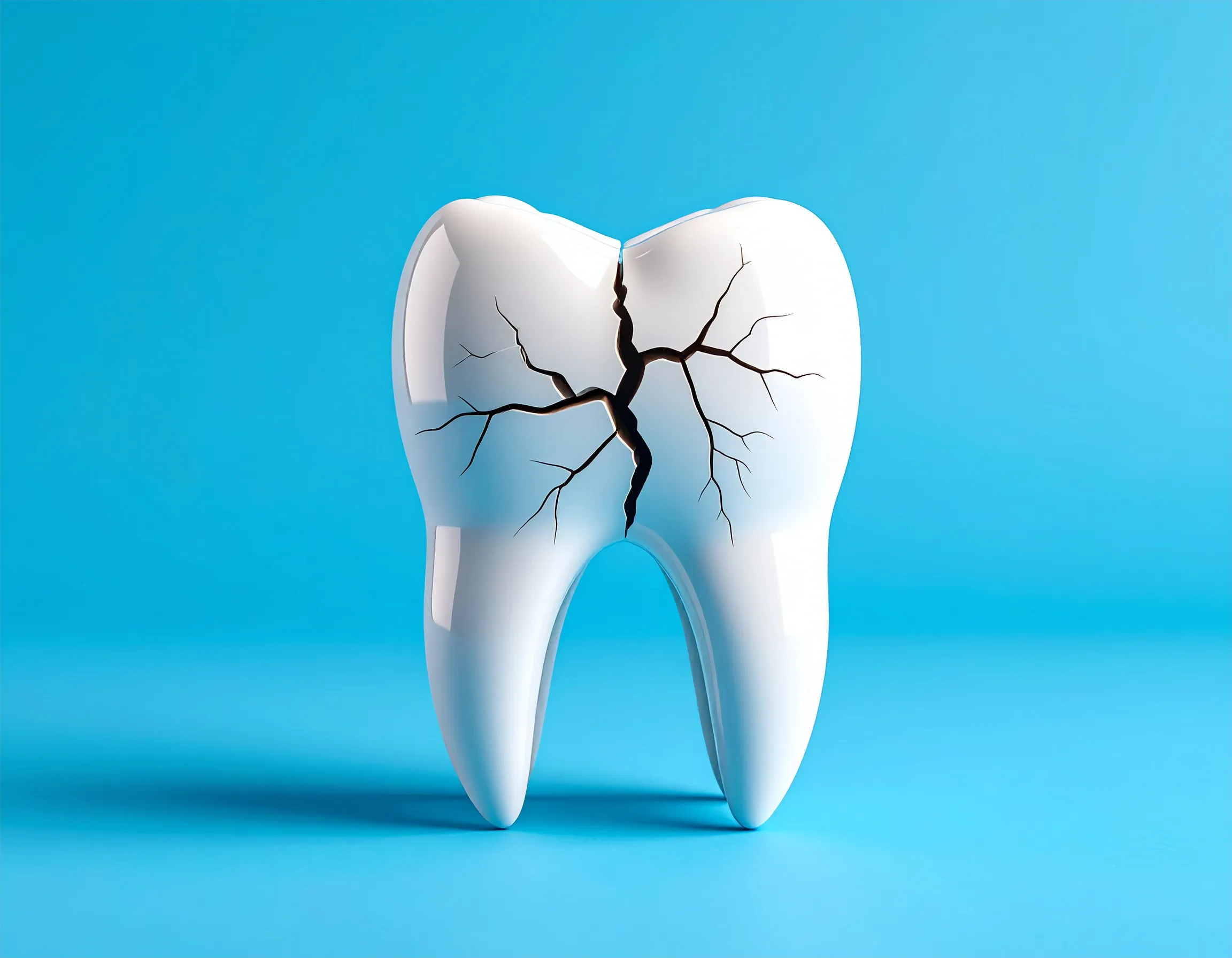 En illustrativ bild som visar en spricka i en kindtand, källan till smärtan.