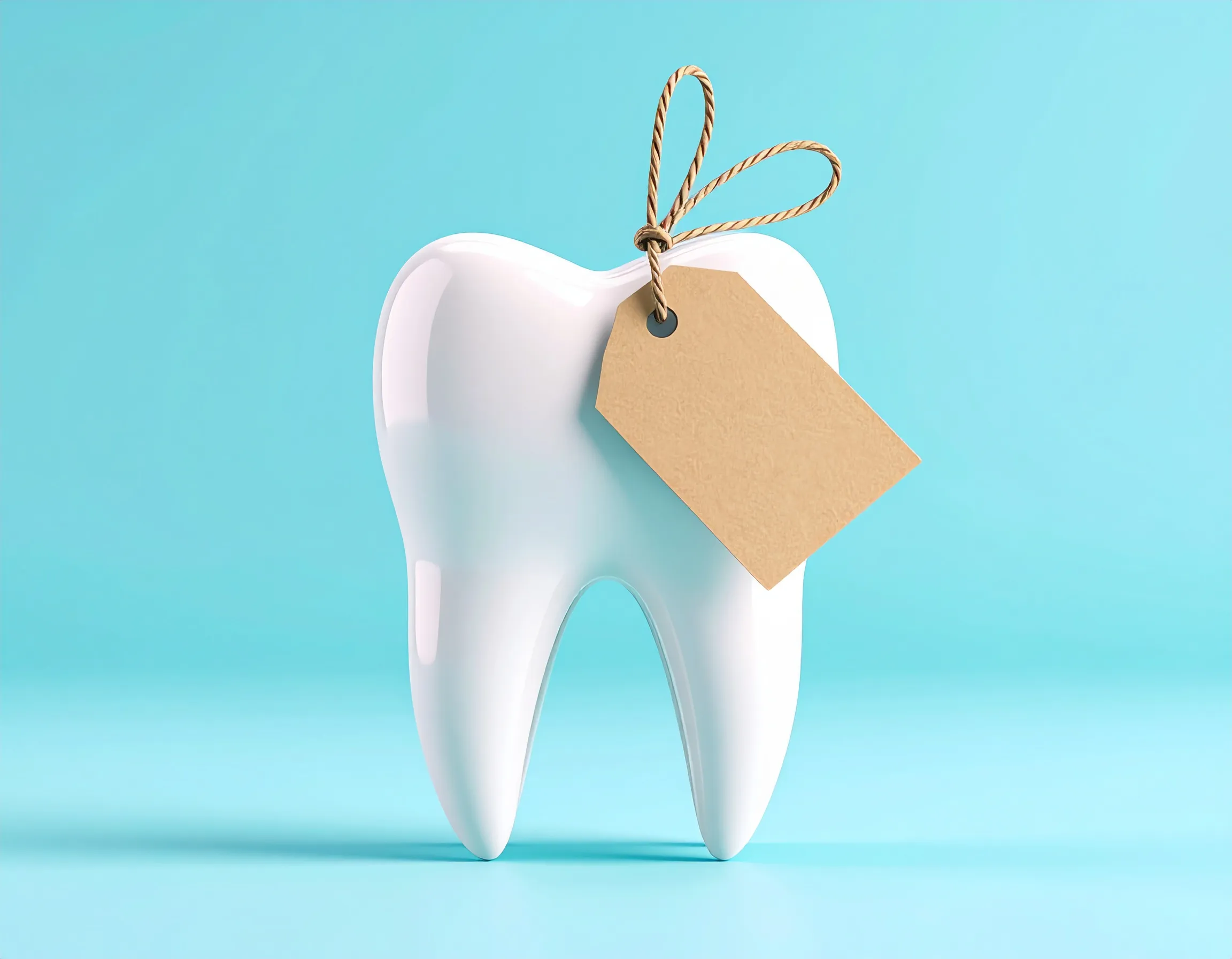 Illustration av en tand med en prislapp, symboliskt för hur mycket tandvården kostar.
