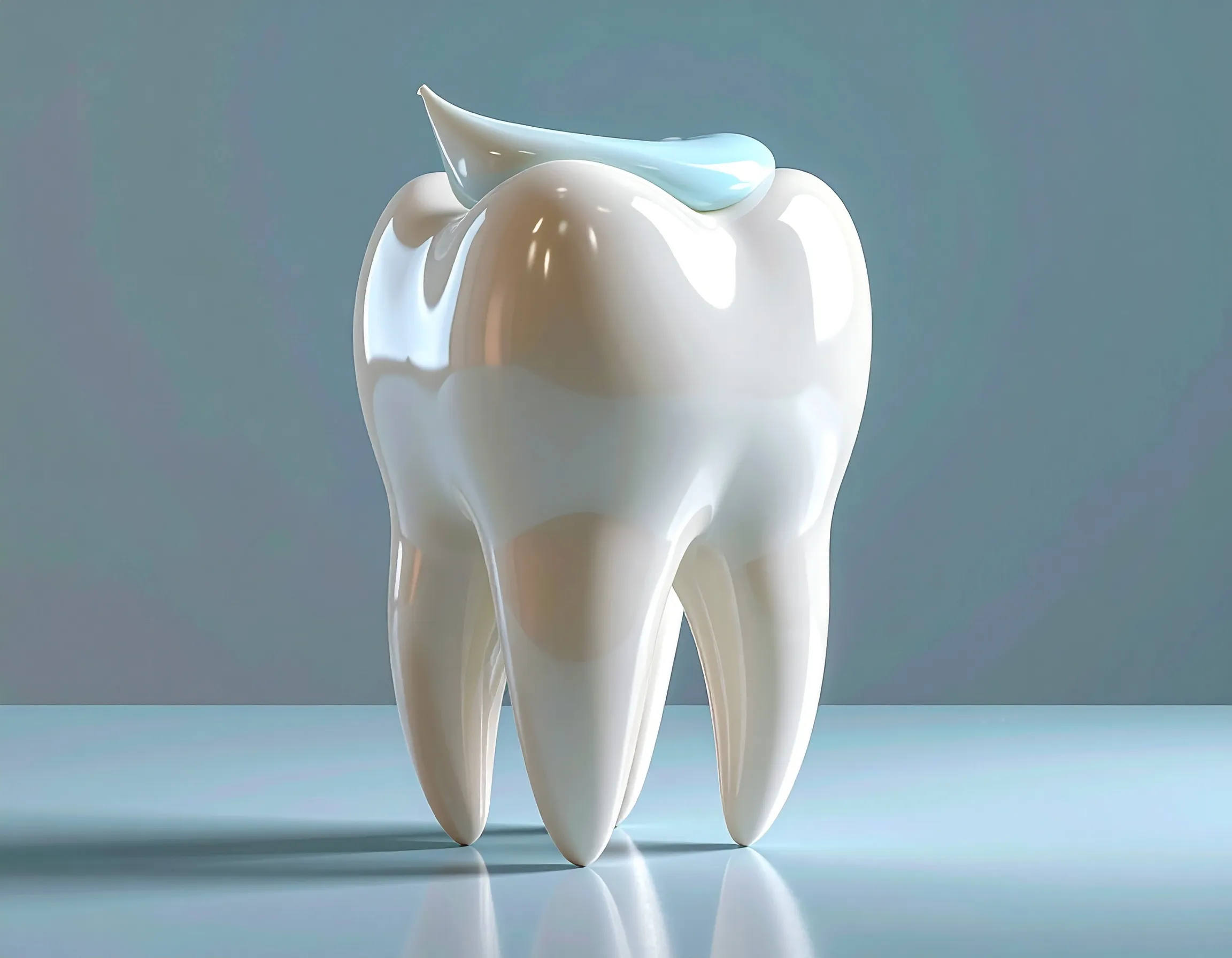 En illustration av en tand med tandkräm på.